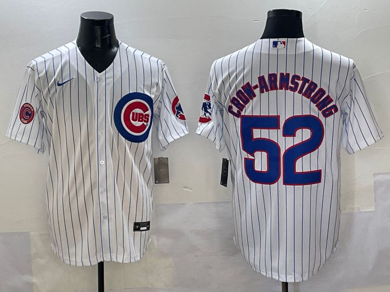 Men Chicago Cubs #52 Crow-Armstrong White Stripe Game 2025 Nike MLB Jersey style 4